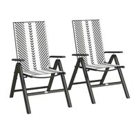 Outsunny 2PCs Rattan Folding Chair w/ 5-Position Adjustable Backrest, Grey - Grey - Steel, PE Rattan - 60.5W x 77D x 105H cm