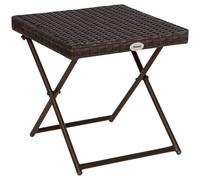Outsunny Folding Rattan Garden Coffee Table, Small Square Outdoor Bistro Side Table with Rattan Top for Patio, Balcony, Porch, 40 x 40 x 40 cm, Brown Brown