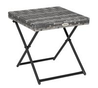 Outsunny Folding Rattan Garden Coffee Table, Small Square Outdoor Bistro Side Table with Rattan Top for Patio, Balcony, Porch, 40 x 40 x 40 cm, Grey Grey