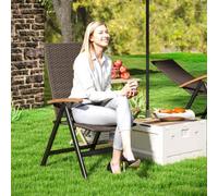 Outsunny Folding Rattan Garden Dining Chair With Reclining Back, Brown