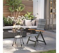 Outsunny Folding Rattan Garden Dining Chair With Reclining Back, Light Grey