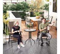 Outsunny Folding Rattan Garden Dining Chairs With Reclining Back, Brown