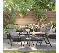 Outsunny Folding Rattan Garden Dining Chairs With Reclining Back, Light Grey