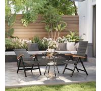 Outsunny Folding Rattan Garden Dining Chairs with Reclining Back, Mixed-grey