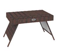 Outsunny Folding Rattan Side Table Outdoor End Table Hand Woven PE Rattan Coffee Table for Balcony Backyard Garden Lawn Courtyard Brown