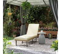 Outsunny Folding Rattan Sun Lounger with Adjustable Back, Cushion, Natural