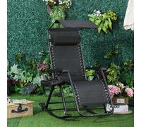 Outsunny Folding Recliner Chair Outdoor Lounge Rocker Zero-Gravity Seat In Black Black