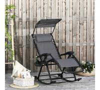 Outsunny Folding Recliner Chair Outdoor Lounge Rocker Zero-Gravity Seat w/ Adjustable