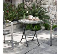 OUTSUNNY Folding Round Rattan Table with Tempered Glass Top for Patio Garden Outdoor in Grey Outsunny Grey