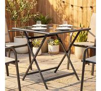OUTSUNNY Folding Square Garden Dining Table with Parasol Hole in Black | Size: 70 cm x 70 cm Outsunny Black 70 cm x 70 cm