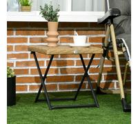 Outsunny Folding Square Rattan Coffee Table, Steel Frame Bistro Garden Natural