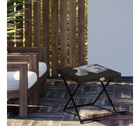 Outsunny Folding Square Rattan Coffee Table w/ Steel Frame Bistro Garden Brown - Brown - Steel Frame, PE Rattan - 40L x 40W x 40Hcm