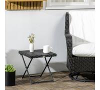 Outsunny Garden Small Folding Square Rattan Coffee Table Bistro Balcony Outdoor Wicker Weave Side Table 40H x 40L x 40Wcm Black, Black