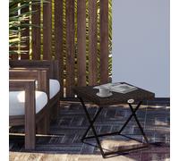 OUTSUNNY Folding Square Rattan Coffee Table w/ Steel Frame Bistro Garden in Brown Outsunny Brown