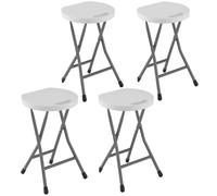 Outsunny Folding Stool Set Of 4 - Decorative Garden Stool Set - White | TJ Hughes