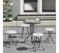 Outsunny Folding Stool Set of 4, Decorative Garden Stool Set, White, White