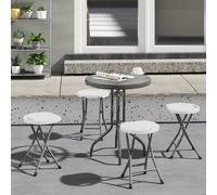 OUTSUNNY Folding Stool Set of 4, Decorative Garden Stool Set, White Outsunny White