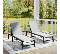 OUTSUNNY Folding Sun Lounger Set of 2, 5-Position Adjustable Garden Lounger in Light Grey | Size: 2 Pack Outsunny Light Grey 2 Pack