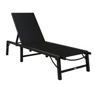 Outsunny Folding Sun Lounger, 5-Position Adjustable Reclining Garden Lounger, Garden Chaise Lounge Sunbed Recliner Chair with Steel Frame for Beach, Porch, Patio, Camping, Black Black