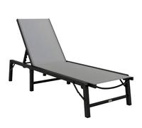 Outsunny Folding Sun Lounger - 5-Position Adjustable Sun Sunbed - Light Grey | TJ Hughes