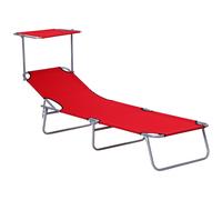 Outsunny Folding Sun Lounger, Adjustable Recliner with Sun Shade Awning for Beach & Patio, Blue Aosom UK