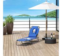Outsunny Folding Sun Lounger Reclining Chair W/ Pillow Reading Hole Blue