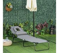 Outsunny Folding Sun Lounger Reclining Chair w/ Pillow Reading Hole Garden Beach
