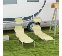 OutSunny Set of 2 Sun Loungers 1,870 x 580 x 360 mm Beige Outdoor