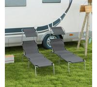OutSunny Set of 2 Sun Loungers 1,870 x 580 x 360 mm Grey Outdoor