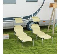 OutSunny Set of 2 Sun Loungers 1,870 x 580 x 360 mm Beige Outdoor