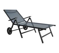 OUTSUNNY Folding Sun Lounger w/ Wheels, 5-Position Adjustable Lounge, Grey Outsunny Grey
