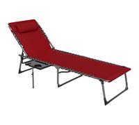 Outsunny Folding Sun Lounger with Side Table, 5-Level Adjustable Reclining Sun Lounger Chair, Portable Garden Recliner Sunbed with Side Pocket, Head Pillow for Patio, Beach, Black Black