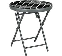OutSunny Folding Table Round 84G-260V01CG Steel, Tempered Glass 450 x 450 x 500 mm