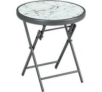 OutSunny Folding Table Round 84G-260V02CG Steel, Tempered Glass 450 x 450 x 500 mm