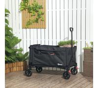 OUTSUNNY Folding Trolley on Wheels, Collapsible Wagon Cart with Openable Sides in Black Outsunny Black
