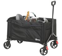 Outsunny Folding Trolley On Wheels - Garden Cart With Openable Sides - Black | TJ Hughes