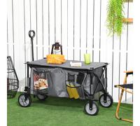 Folding Wagon Garden Cart Collapsible Camping Trolley for Outdoor Outsunny Grey One Size