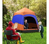 OUTSUNNY Four Man Hexagon Pop-Up Tent Camping Festival Hiking Shelter Family in Orange Outsunny Orange