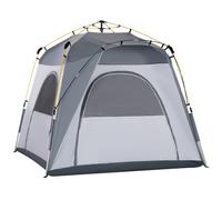 Outsunny Four Man Pop Up Tent Automatic Camping Backpacking Dome Shelter, Green