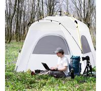 OUTSUNNY Four Man Pop Up Tent Automatic Camping Backpacking Dome Shelter in Light Grey Outsunny Light Grey