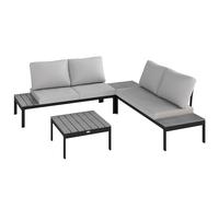 Outsunny Four-Piece Garden Corner Sofa Set with 2 Loveseats and 2 Coffee Tables - Grey Aosom UK
