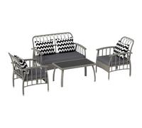 Outsunny Four-Piece Rattan Cut-Out Sofa Set - Grey