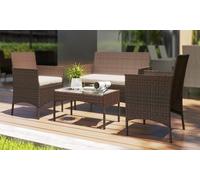 Outsunny Four-Piece Rattan Garden Furniture Sofa Set : Beige