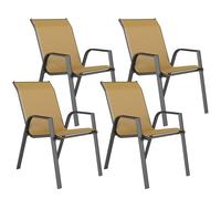 Outsunny Four-Piece Stacking Rattan Garden Seat Set - Khaki