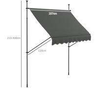 Outsunny Freestanding Retractable Awning - Non-Screw Garden Awning - 237W x 120D x 210-300Hcm | TJ Hughes Dark Grey