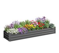 Outsunny Galvanised Raised Bed for Garden, 240 x 60 cm, Grey