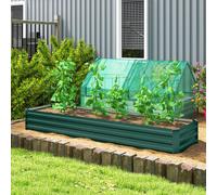 OUTSUNNY Galvanised Raised Bed for Garden, Outdoor Elevated Planter Box Green Outsunny Green