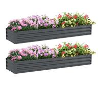 Outsunny Galvanised Raised Bed for Garden Rectangular 240 x 60cm Grey