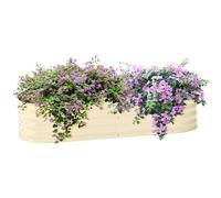 Outsunny Galvanised Raised Beds for Garden, 150 x 62 x 30cm, Cream White