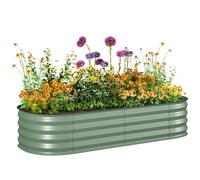 Outsunny Galvanised Raised Beds for Garden, 150 x 62 x 30cm, Green | Metal Elevated Planter Box with Safety Edging, DIY Assembly, for Growing Flowers, Herbs, Succulents